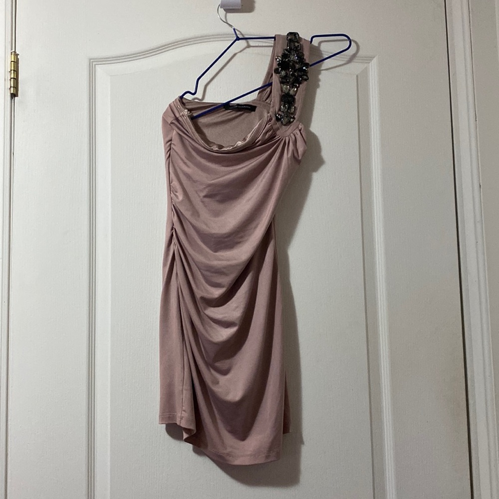 Urban behavior pink dress with lace and rhinestone one arm